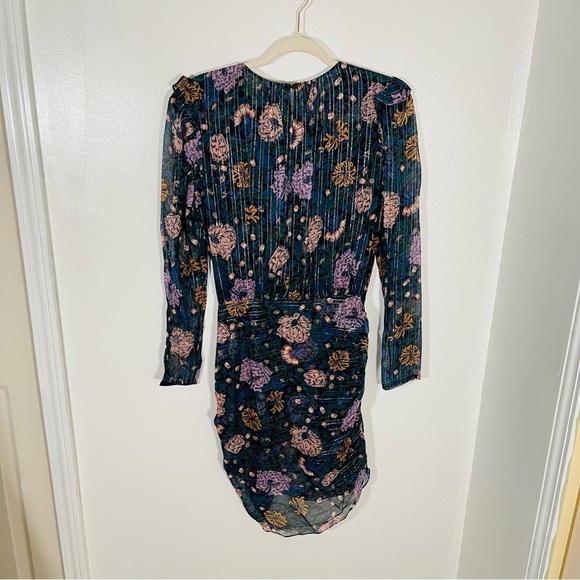 NWT Veronica Beard Peppa Dress Metallic Silk Floral Mini Quiet-Luxury - Picture 4 of 8